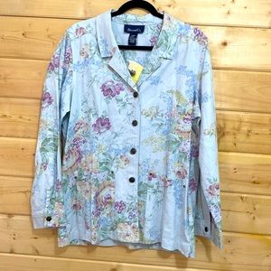Denin & Co floral jacket size L NWT